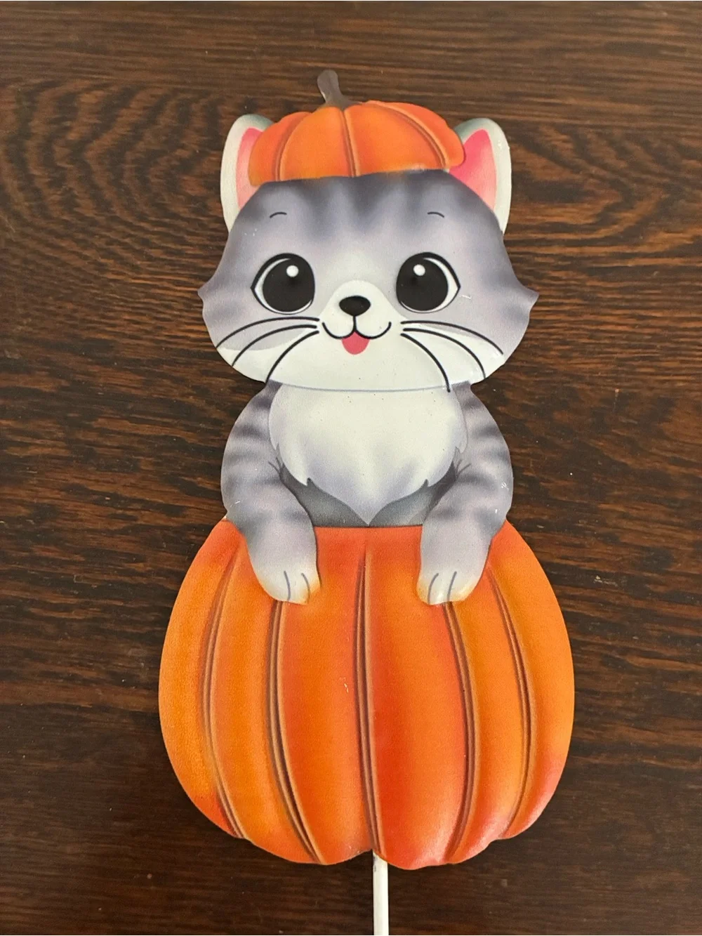NWT- Set of 3- Adorable Fall Harvest Theme- Dog & Cat Metal Yard Stakes